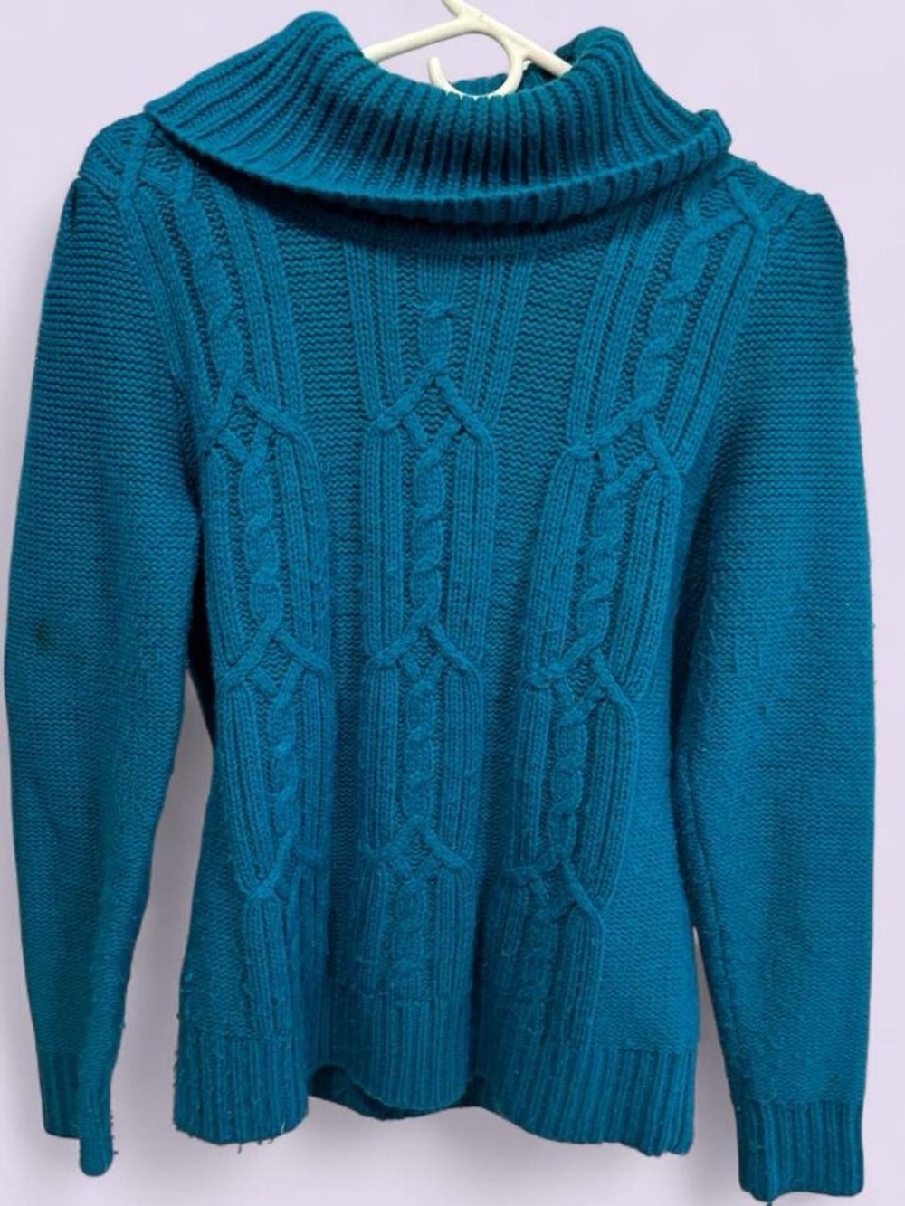 St. John’s Bay Teal Cable Knit Cowl Neck Sweater M